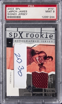 2003-04 Upper Deck SPx #151 LeBron James Signed Patch Rookie Card (#127/750) – PSA MINT 9